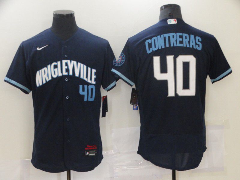 Men Chicago Cubs #40 Contreras City Edition Blue Elite Nike 2021 MLB Jersey